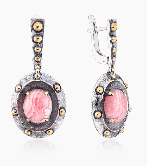 Серьги из серебра 925 с радохразит