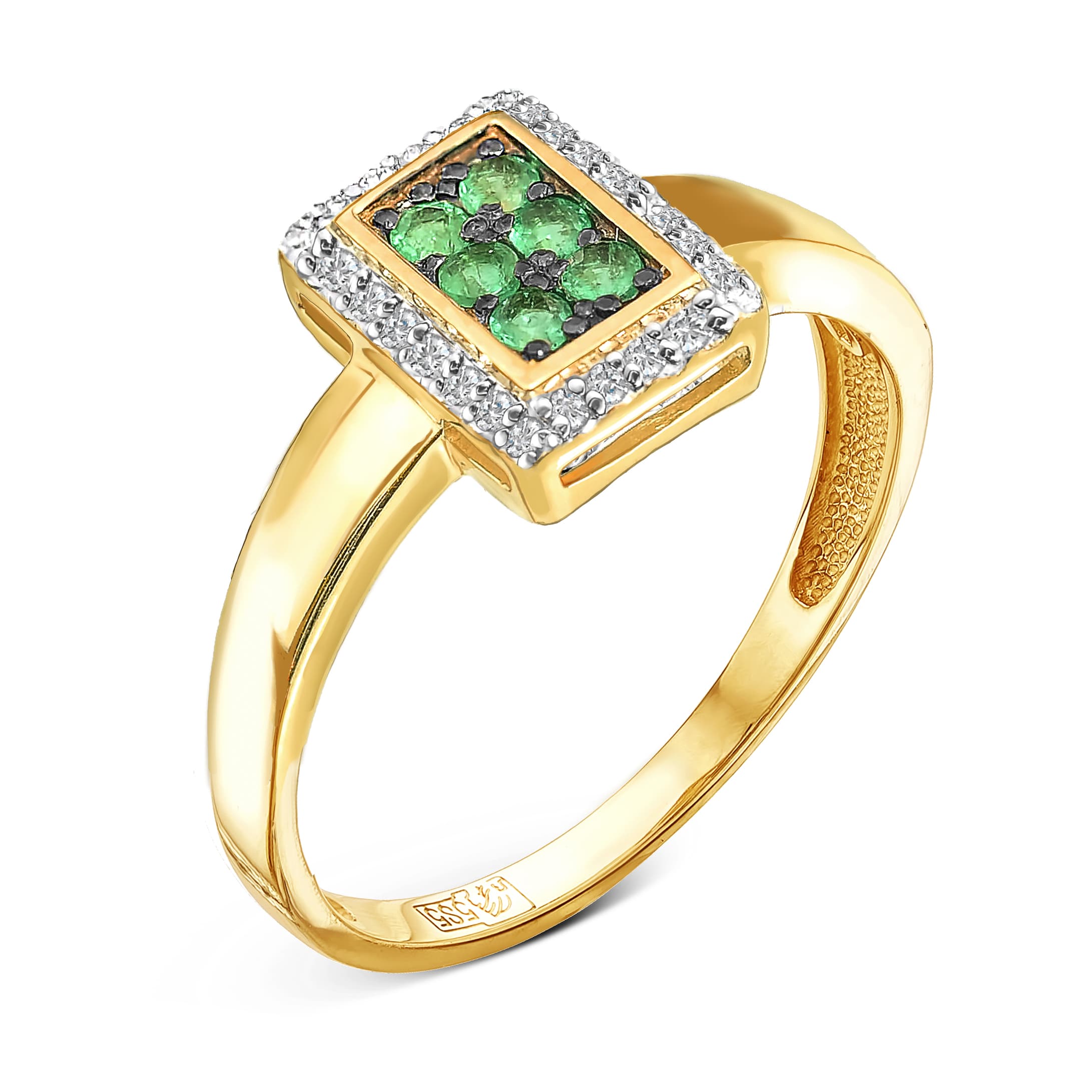 Кольцо из золота 585 с  изумрудом