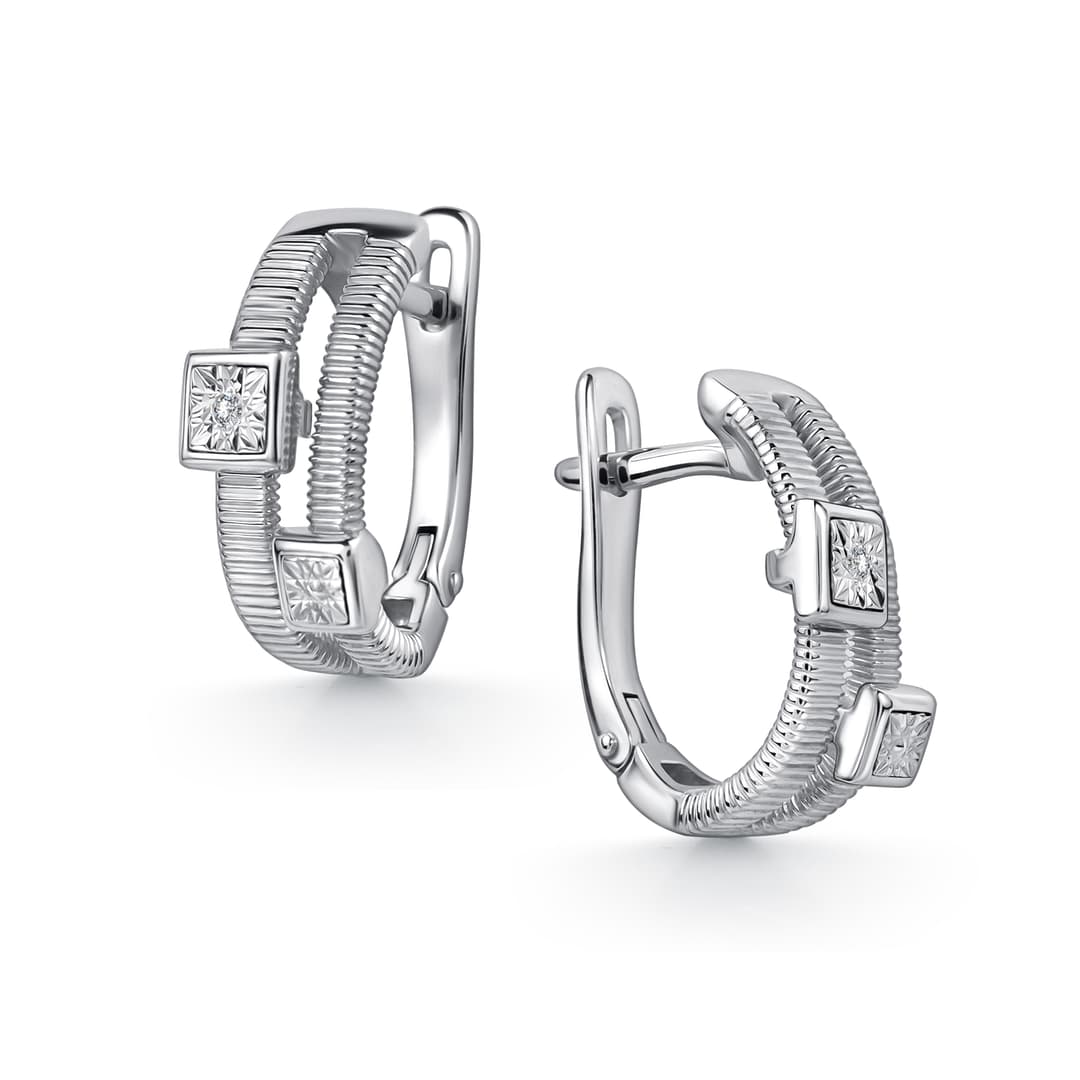 Серьги из серебра 925 с бриллиантами