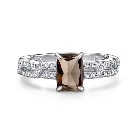 Кольцо из серебра 925 с раухтопазами