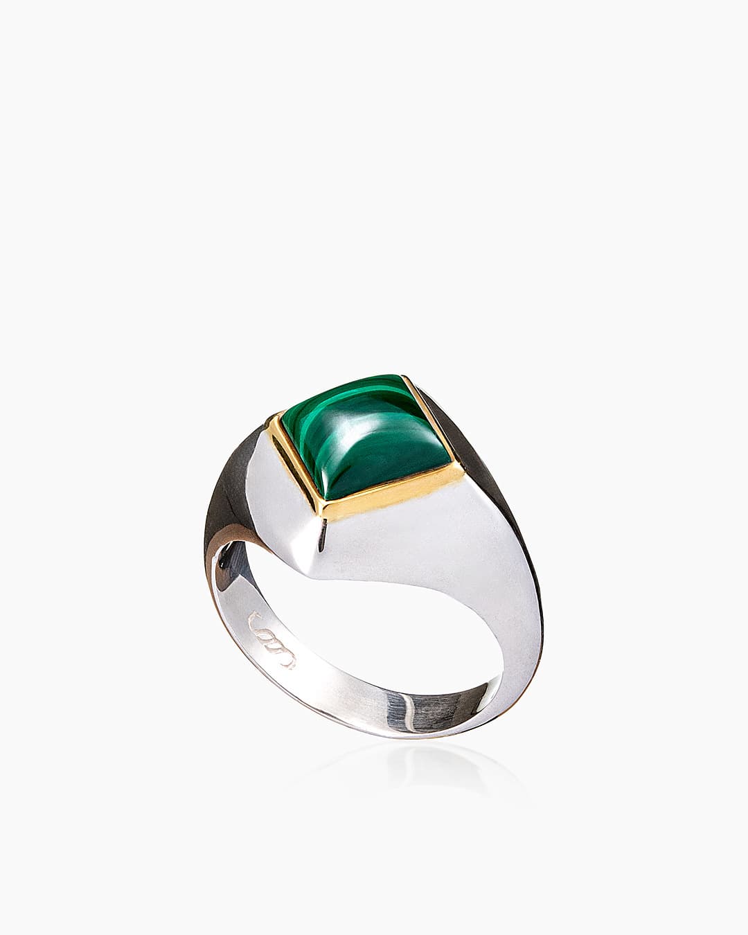 Кольцо из серебра 925 с  малахитом