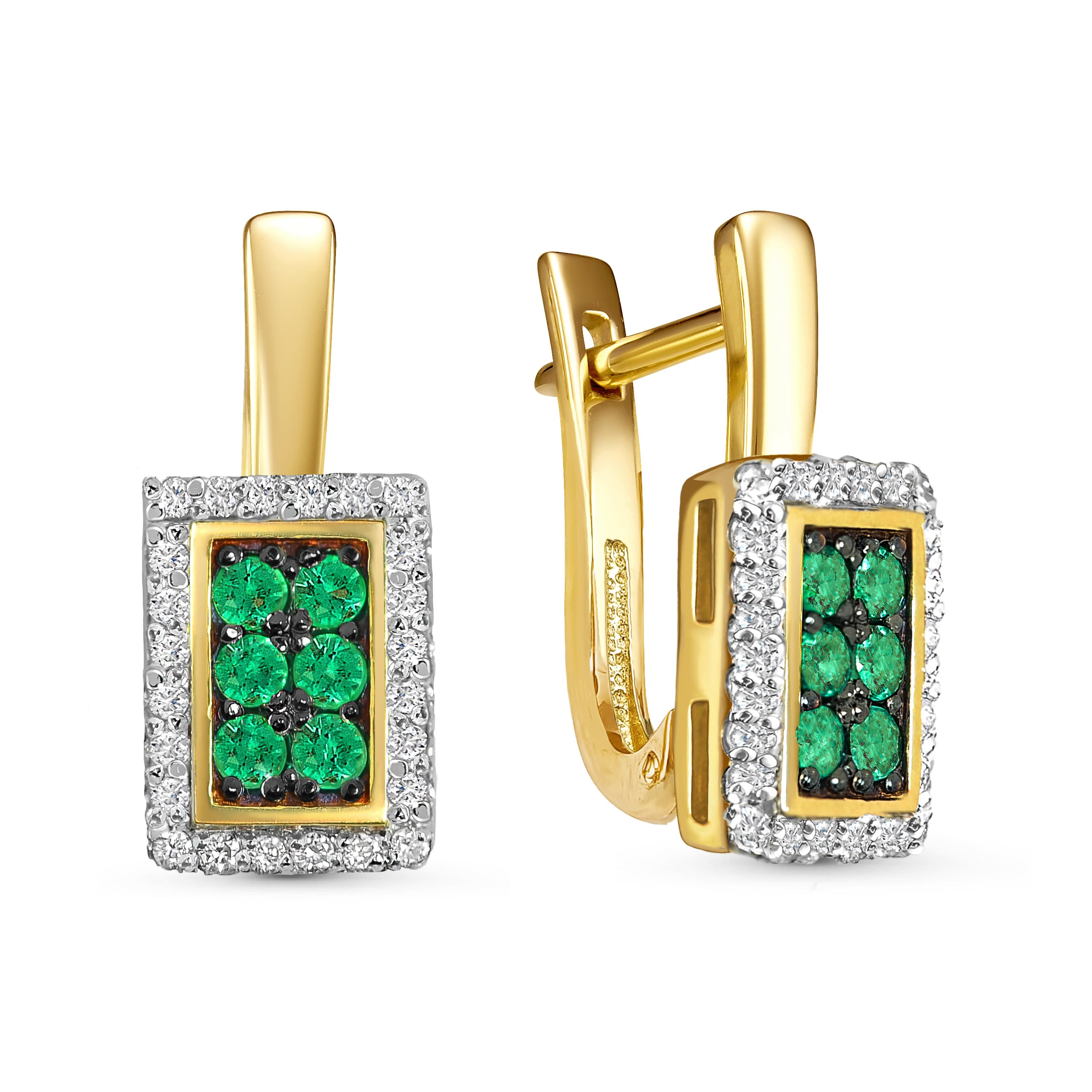 Серьги из золота 585 с  изумрудом