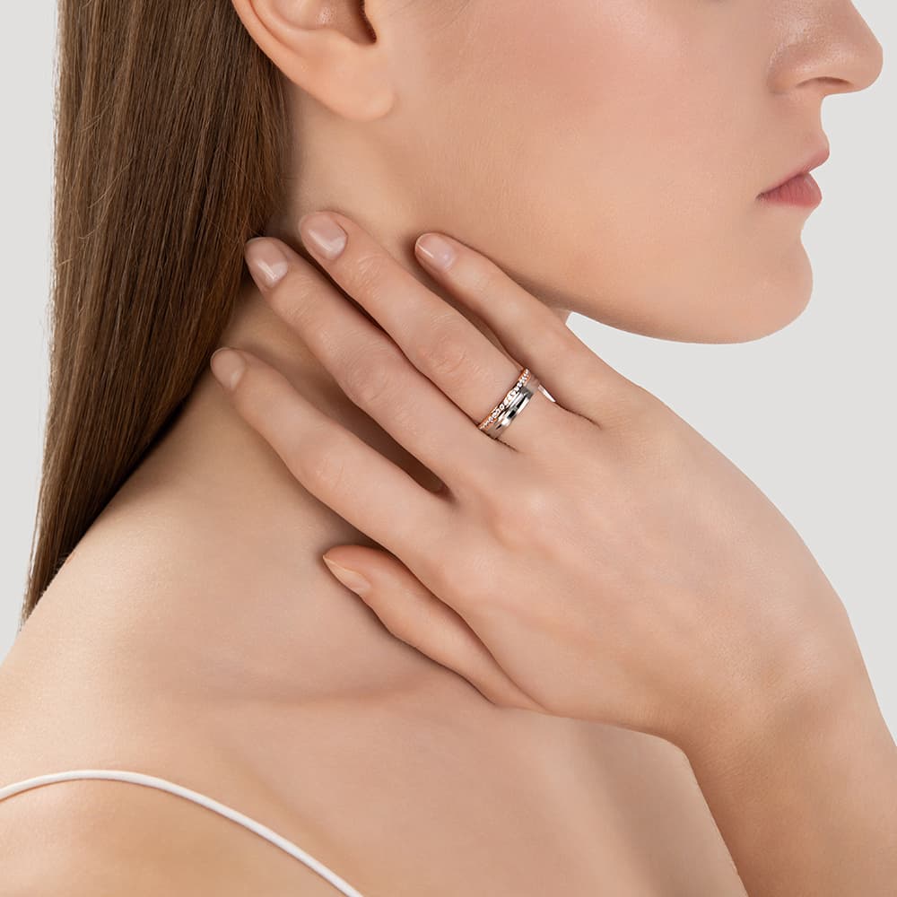 Кольцо обручальное из золота 585 с фианит