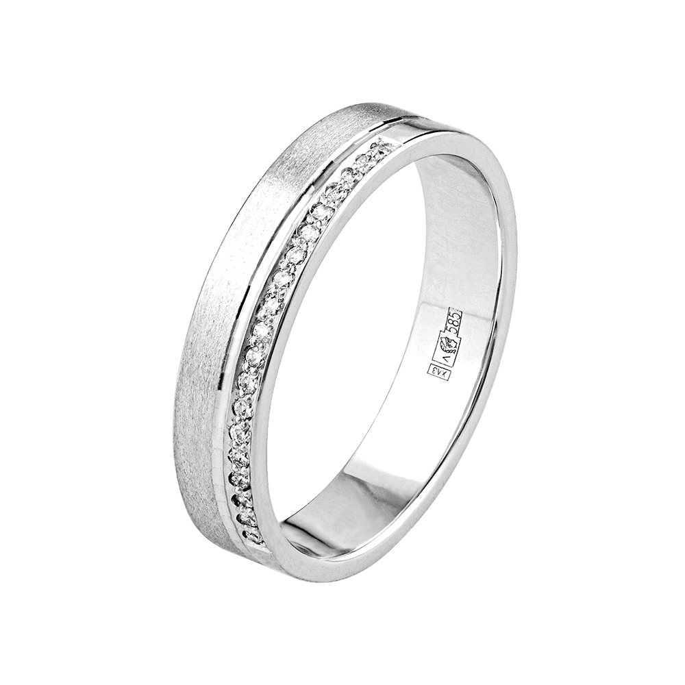 Кольцо обручальное из золота 585 с бриллиантом