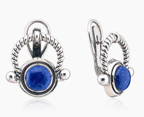 Серьги из серебра 925 с  лазуритом