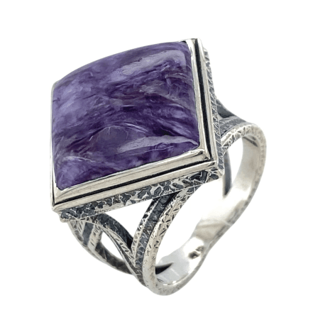 Кольцо из серебра 925 с чароитами