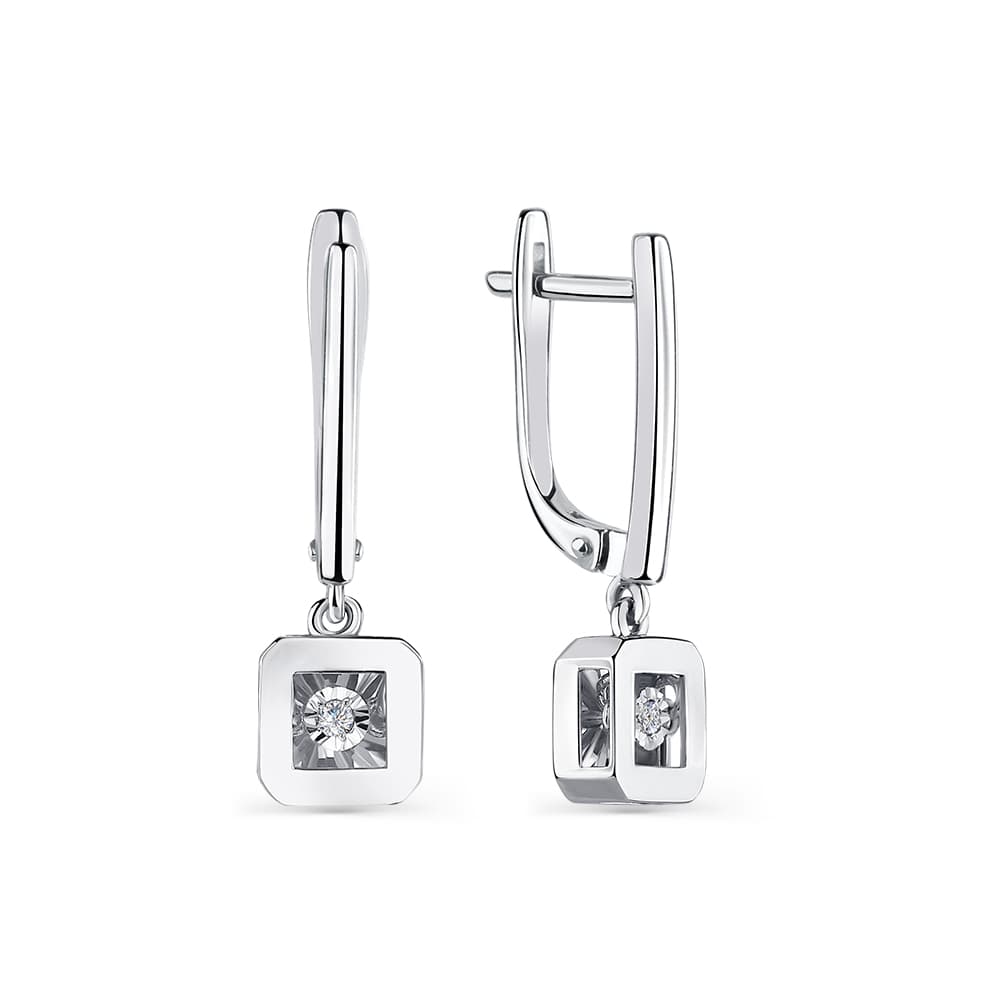 Серьги из золота 585 с  бриллиантом