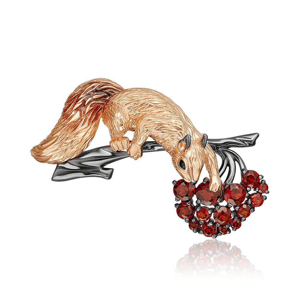 Брошь из золота 585 с гранатом