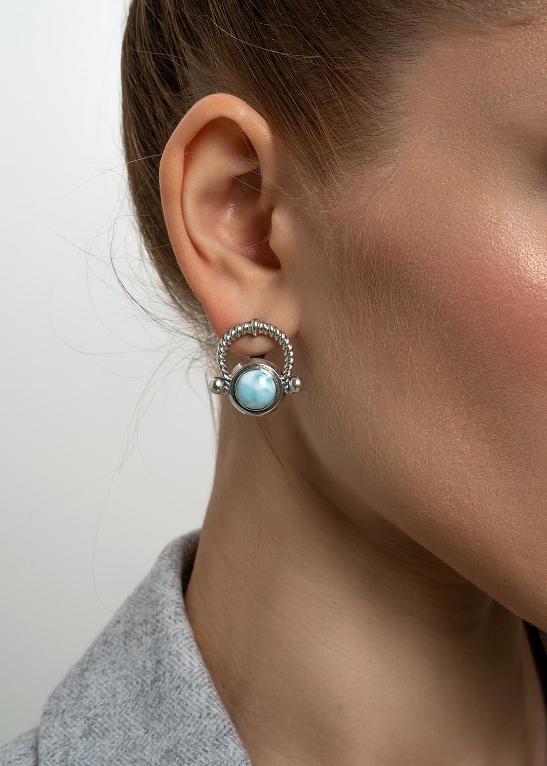 Серьги из серебра 925 с  ларимар