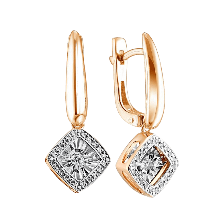 Серьги из золота 585 с бриллиантом