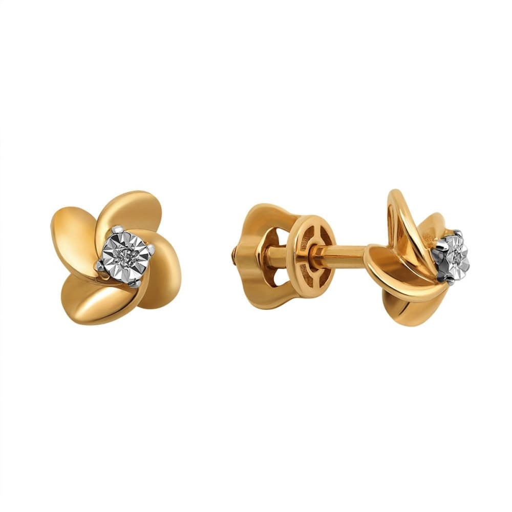 Серьги из золота 585 с бриллиантом
