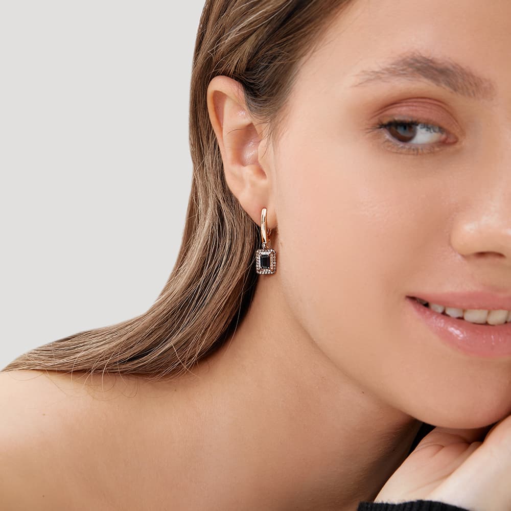 Серьги из золота 585 с сапфиром