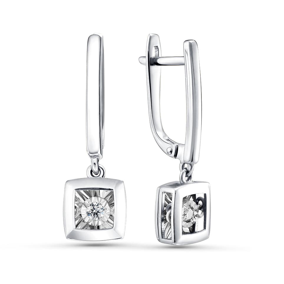 Серьги из золота 585 с бриллиантом