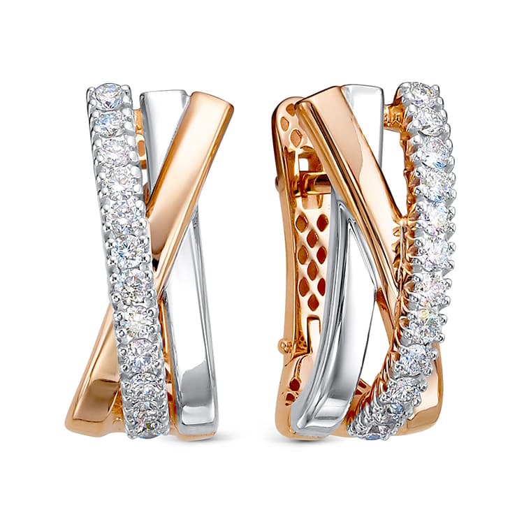 Серьги из золота 585 с бриллиантом