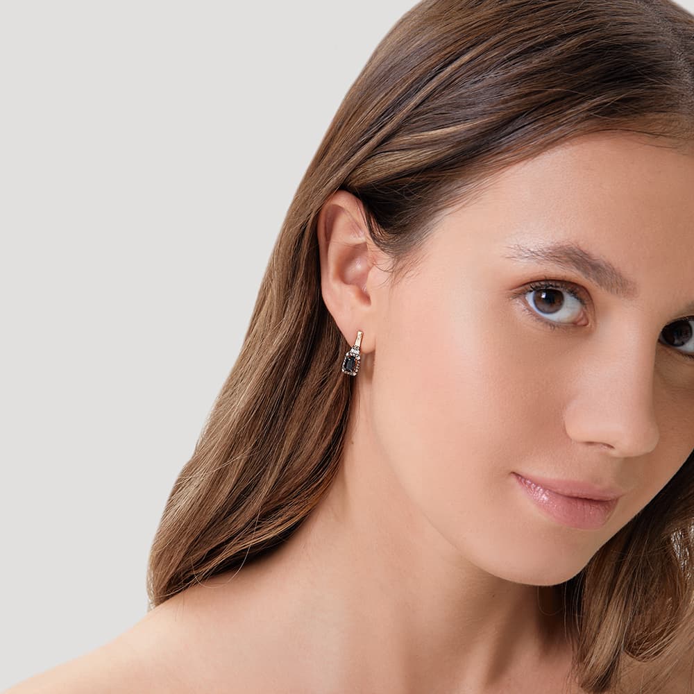 Серьги из золота 585 с сапфиром