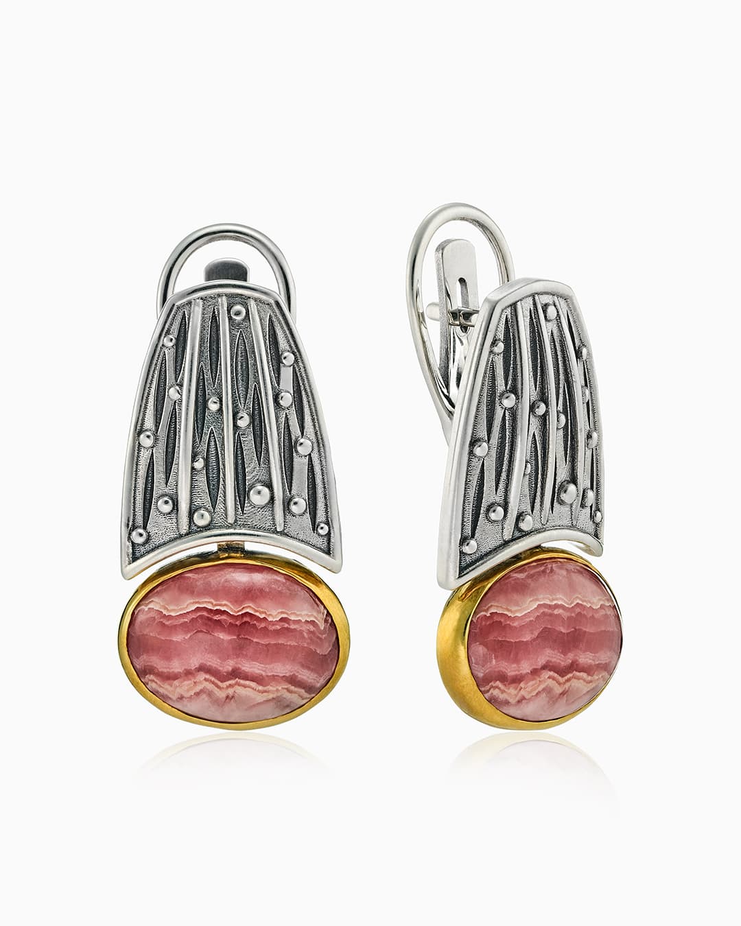 Серьги из серебра 925 с родохрозитами