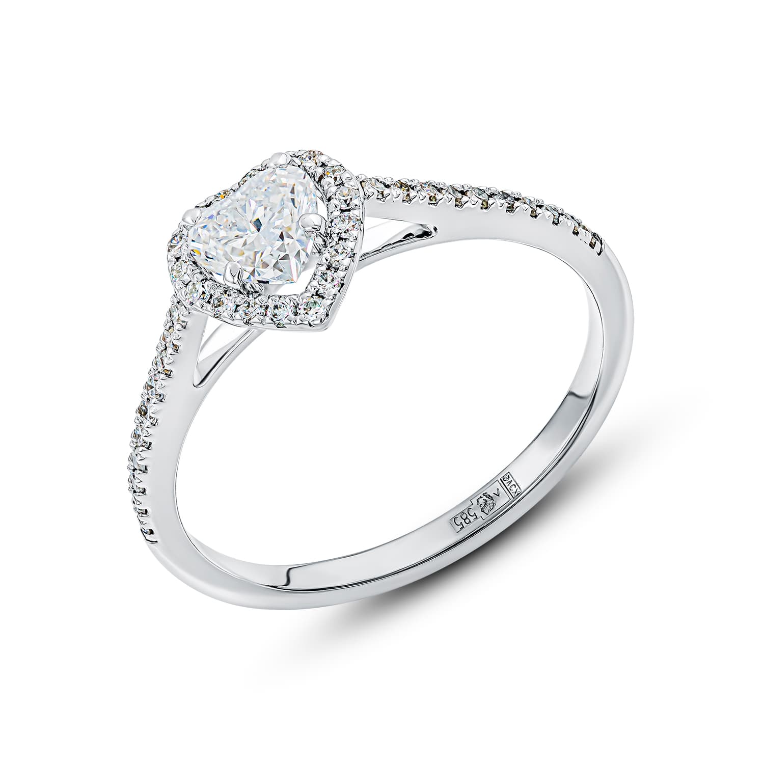 Кольцо из золота 585 с выращенным бриллиантом