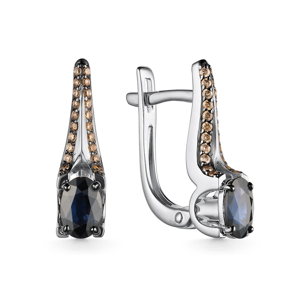 Серьги из золота 585 с сапфирами