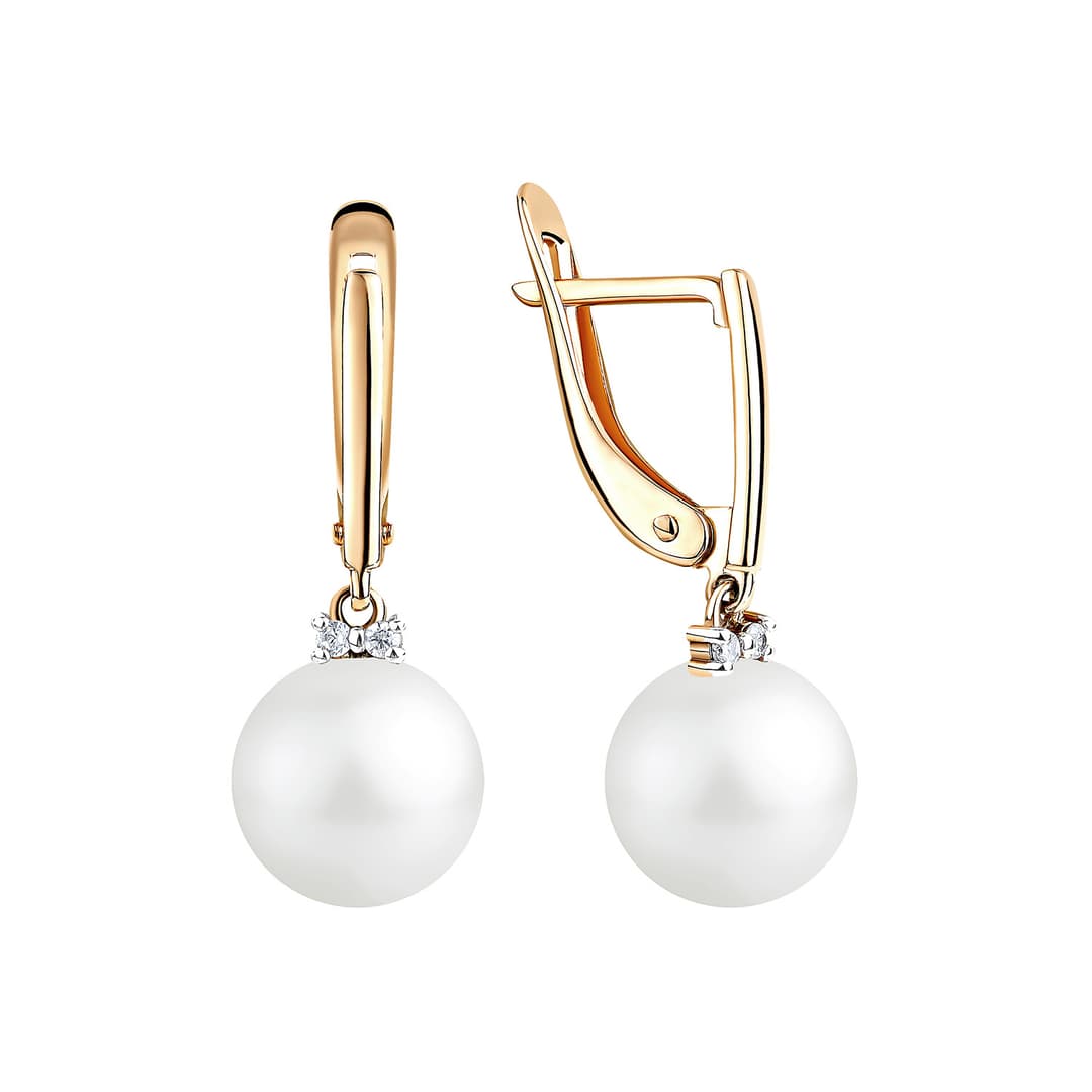 Серьги из золота 585 с  жемчугом