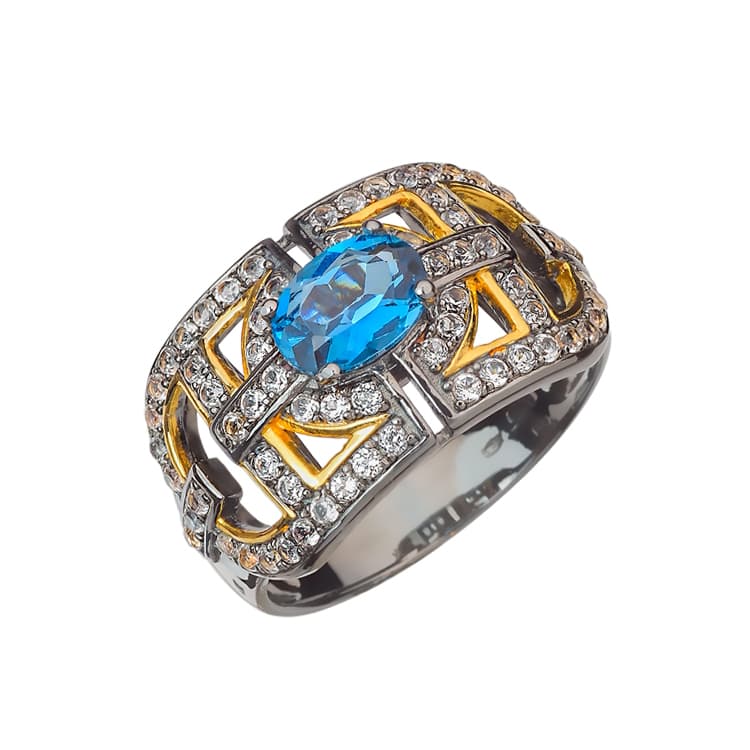 Кольцо из серебра 925 с топазами