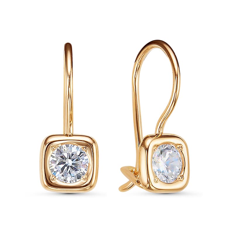 Серьги детские из золота 585 с фианит