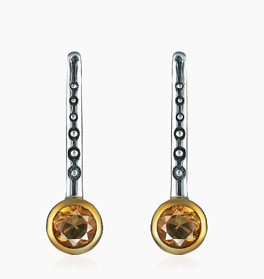 Серьги из серебра 925 с  цитрином