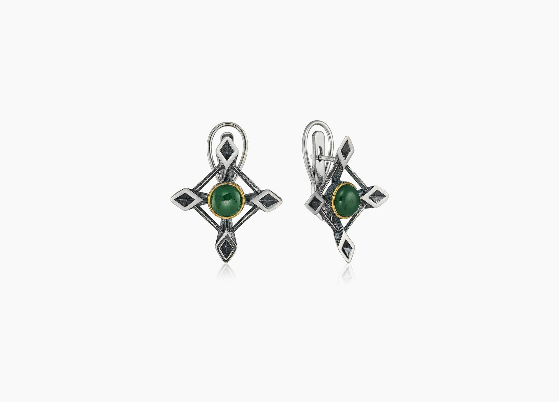 Серьги из серебра 925 с нефритами