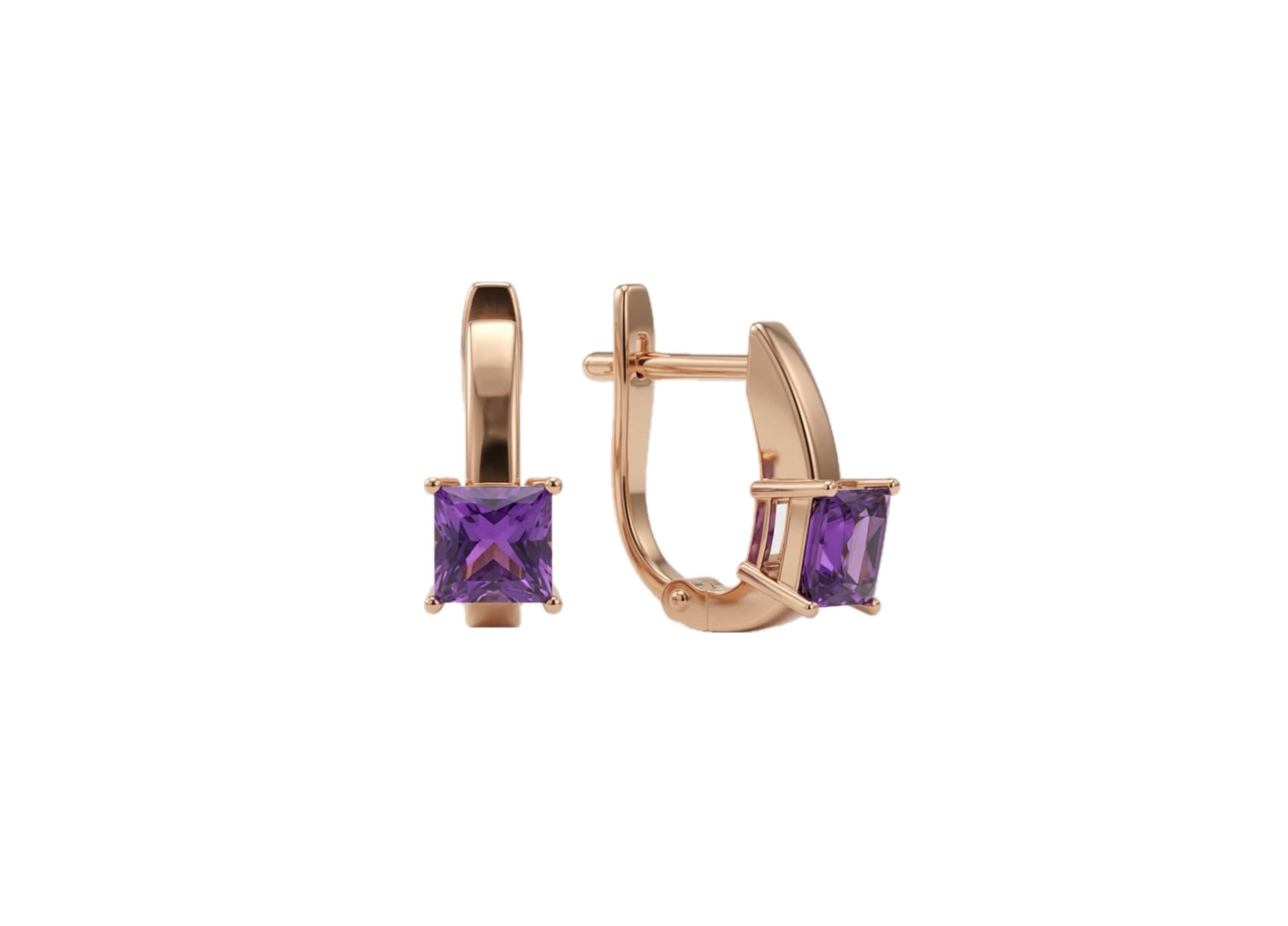 Серьги из золота 585 с аметистами