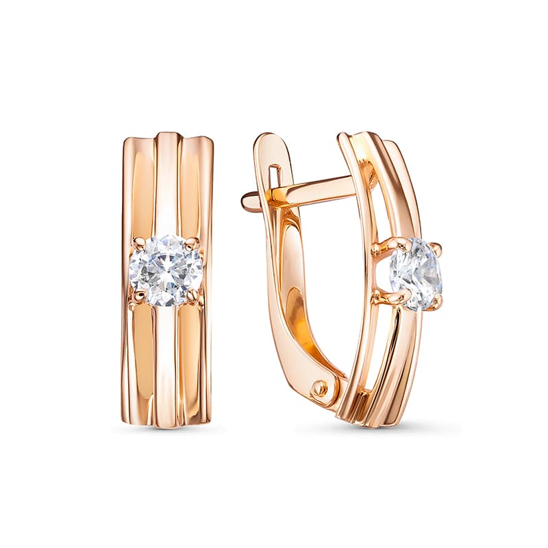 Серьги из золота 585 с фианит