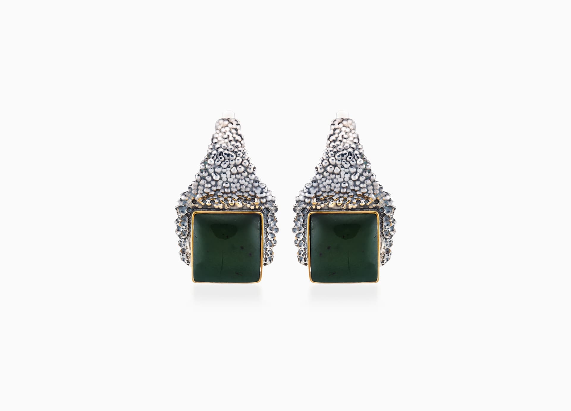 Серьги из серебра 925 с нефритами