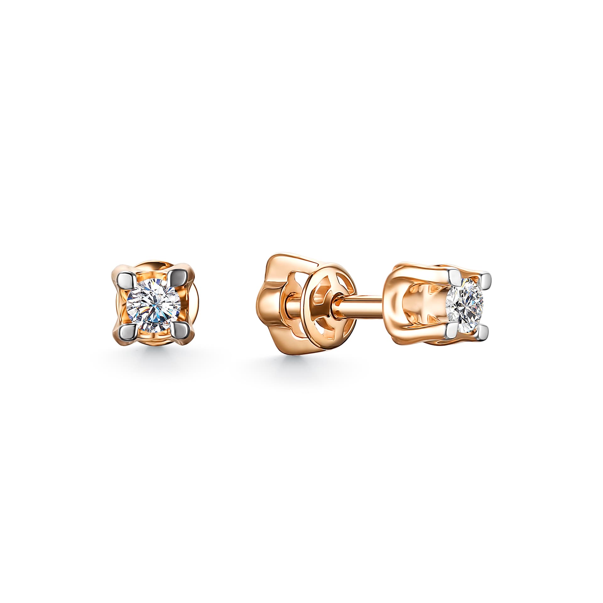 Серьги из золота 585 с бриллиантом