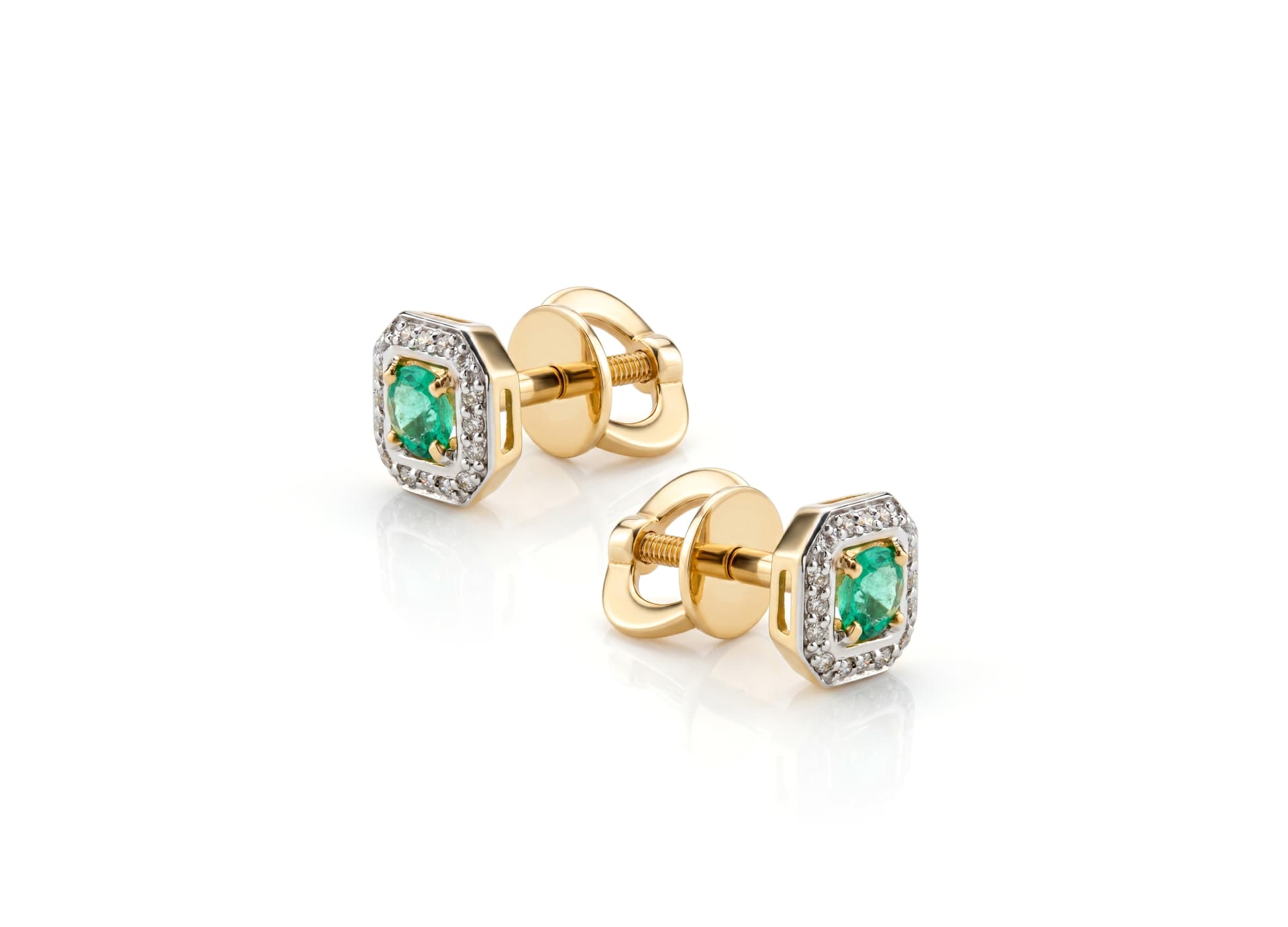 Серьги из золота 585 с  изумрудом