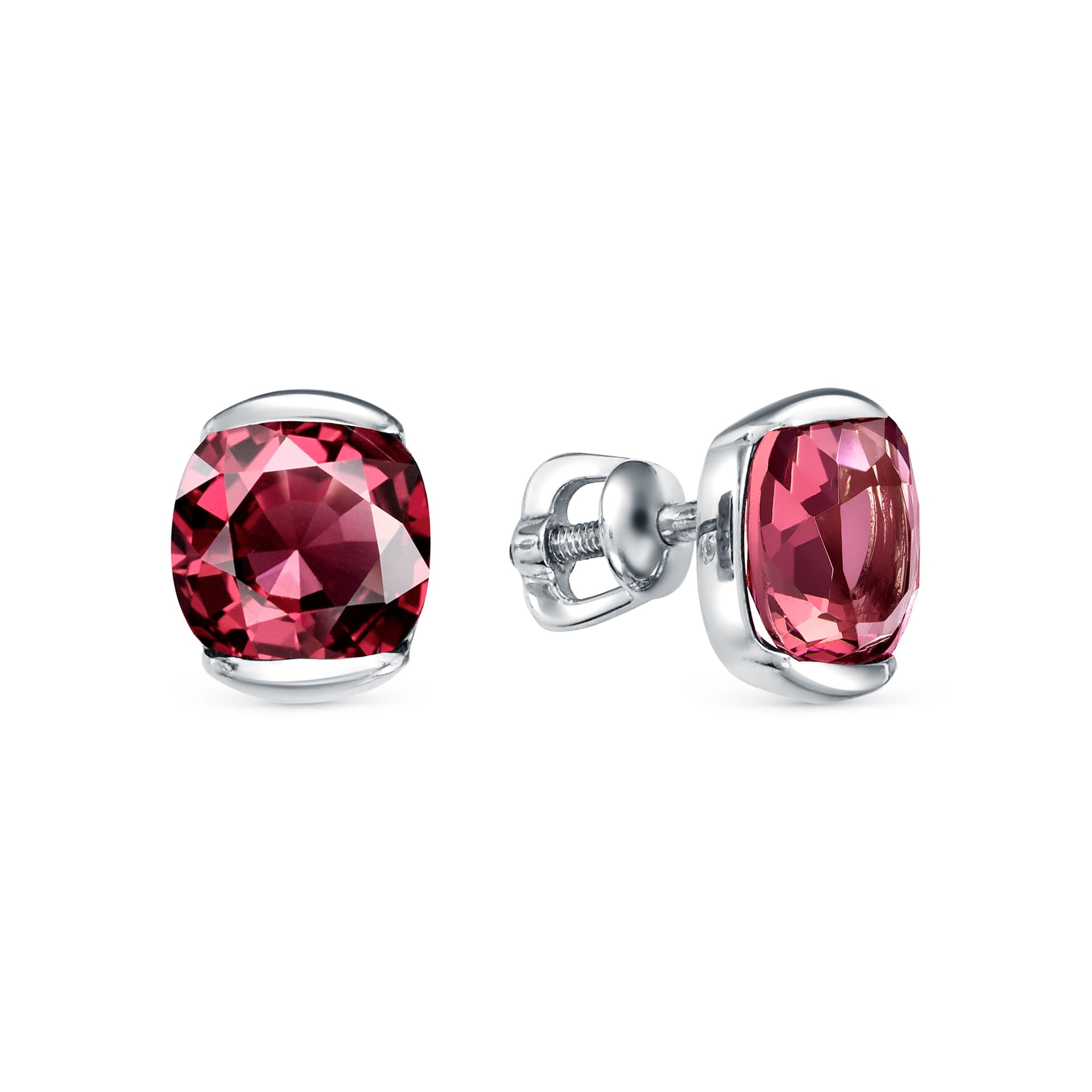 Серьги из серебра 925 с родолитом