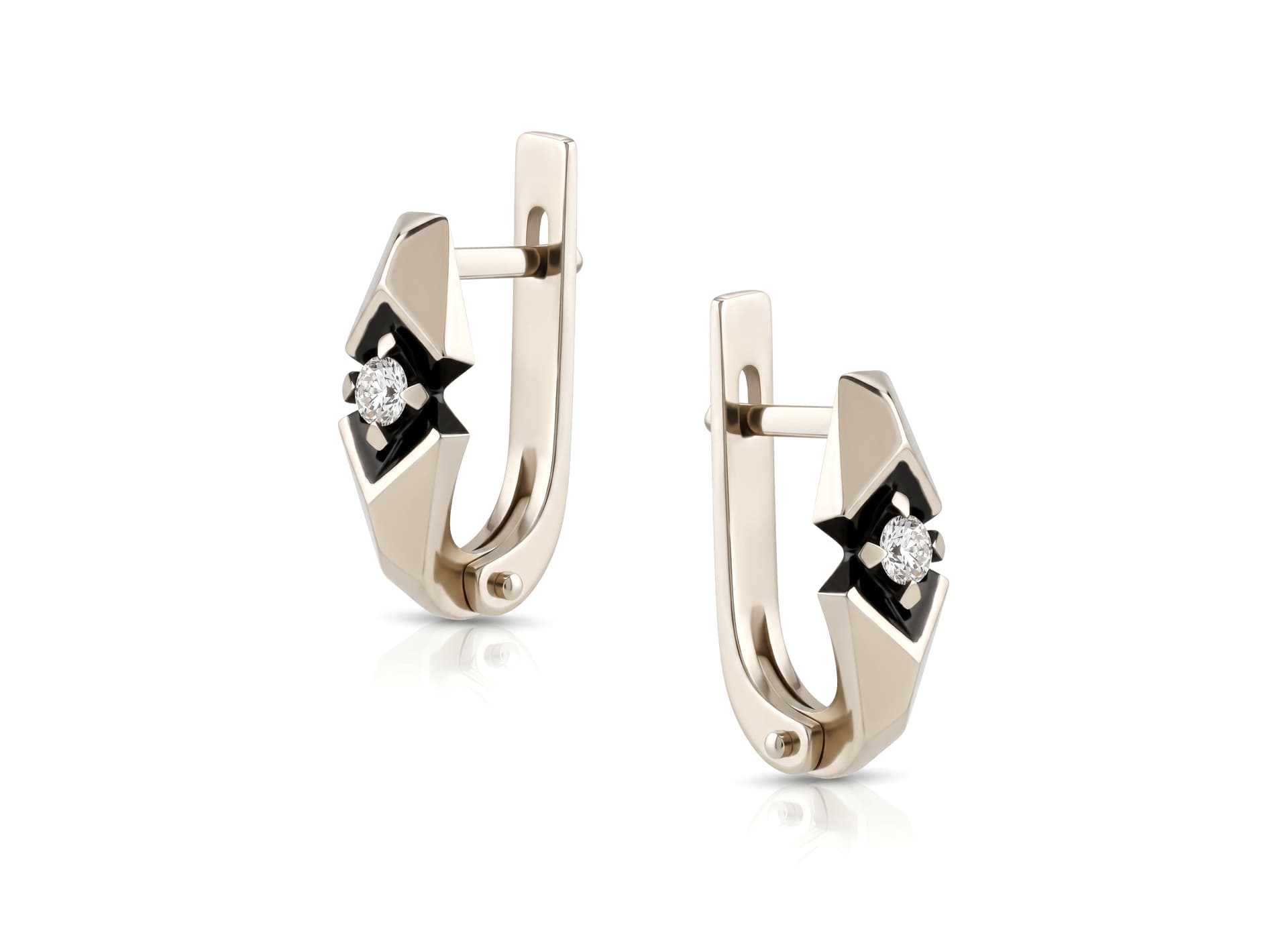 Серьги из золота 585 с бриллиантом
