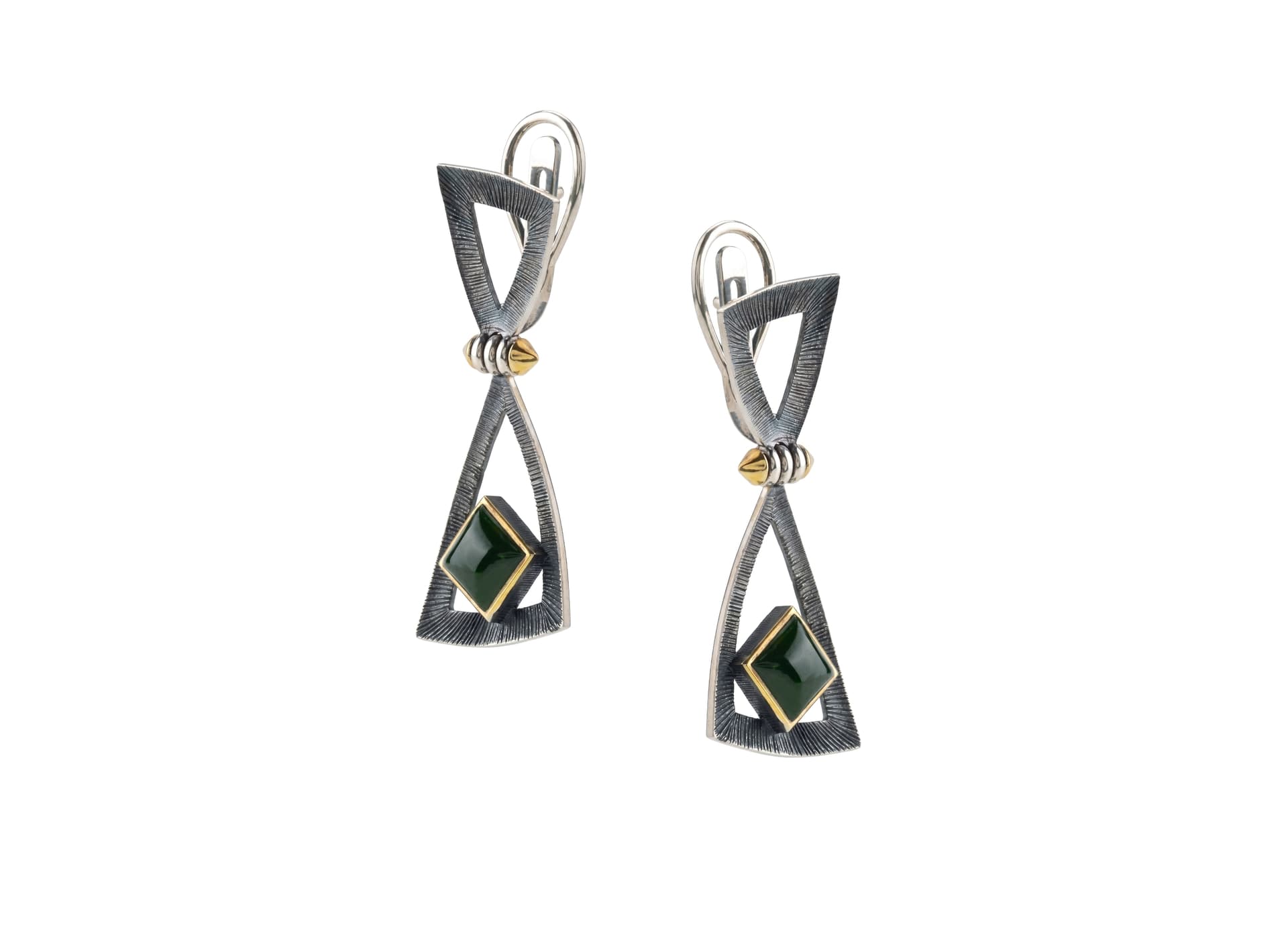 Серьги из серебра 925 с  нефритом