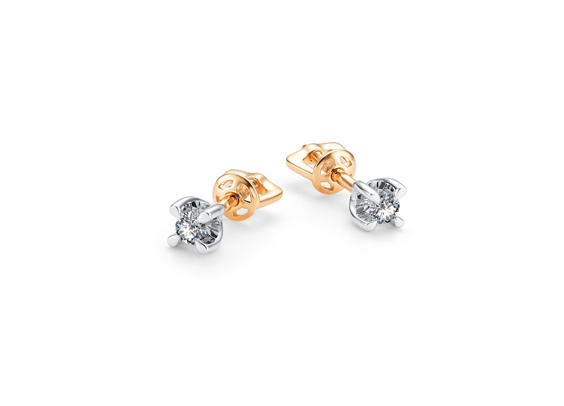 Серьги из золота 585 с бриллиантом