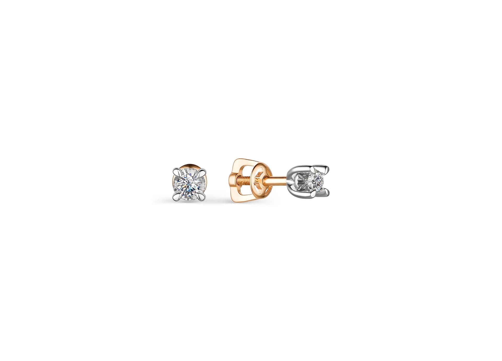 Серьги из золота 585 с бриллиантом