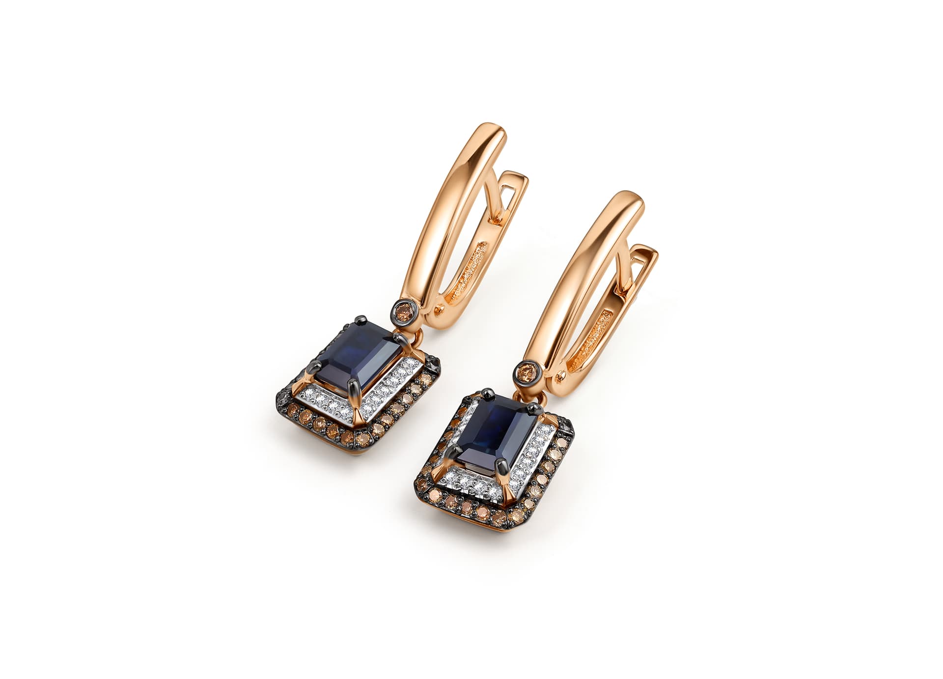 Серьги из золота 585 с сапфиром