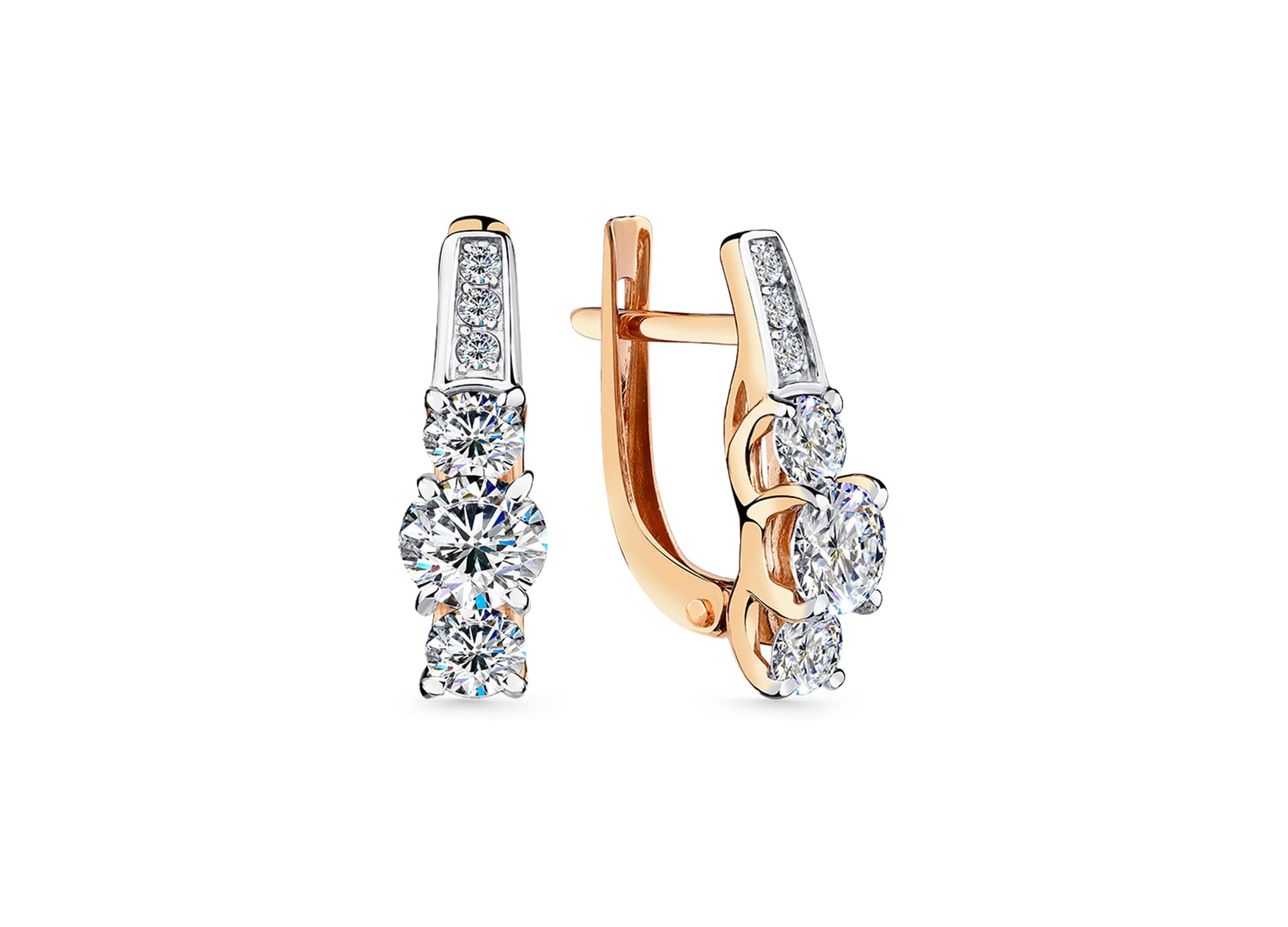 Серьги из золота 585 с  фианит