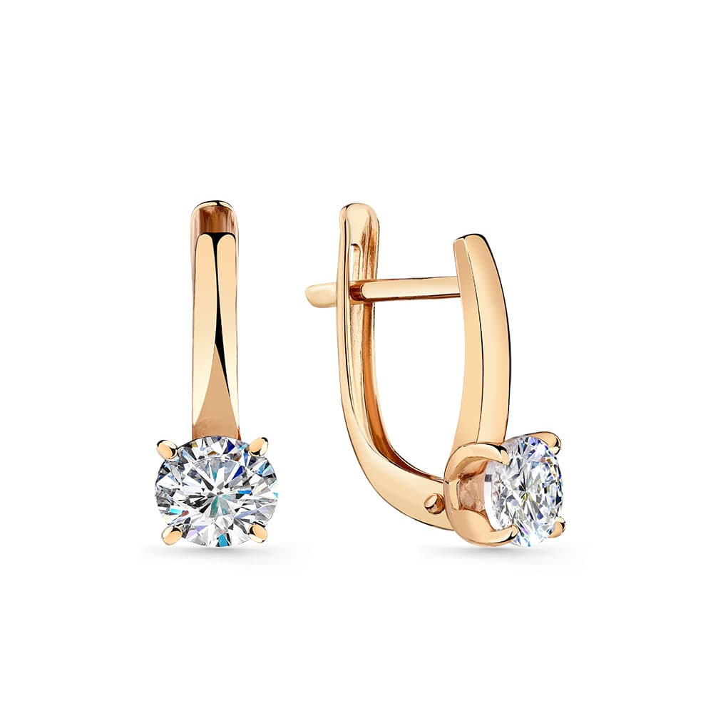 Серьги из золота 585 с  фианит
