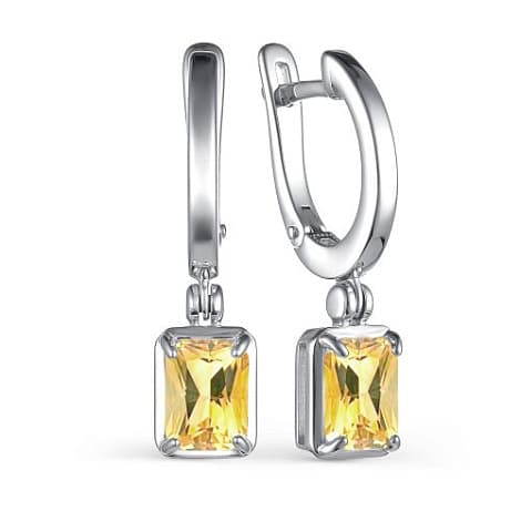 Серьги из серебра 925 с цитрином
