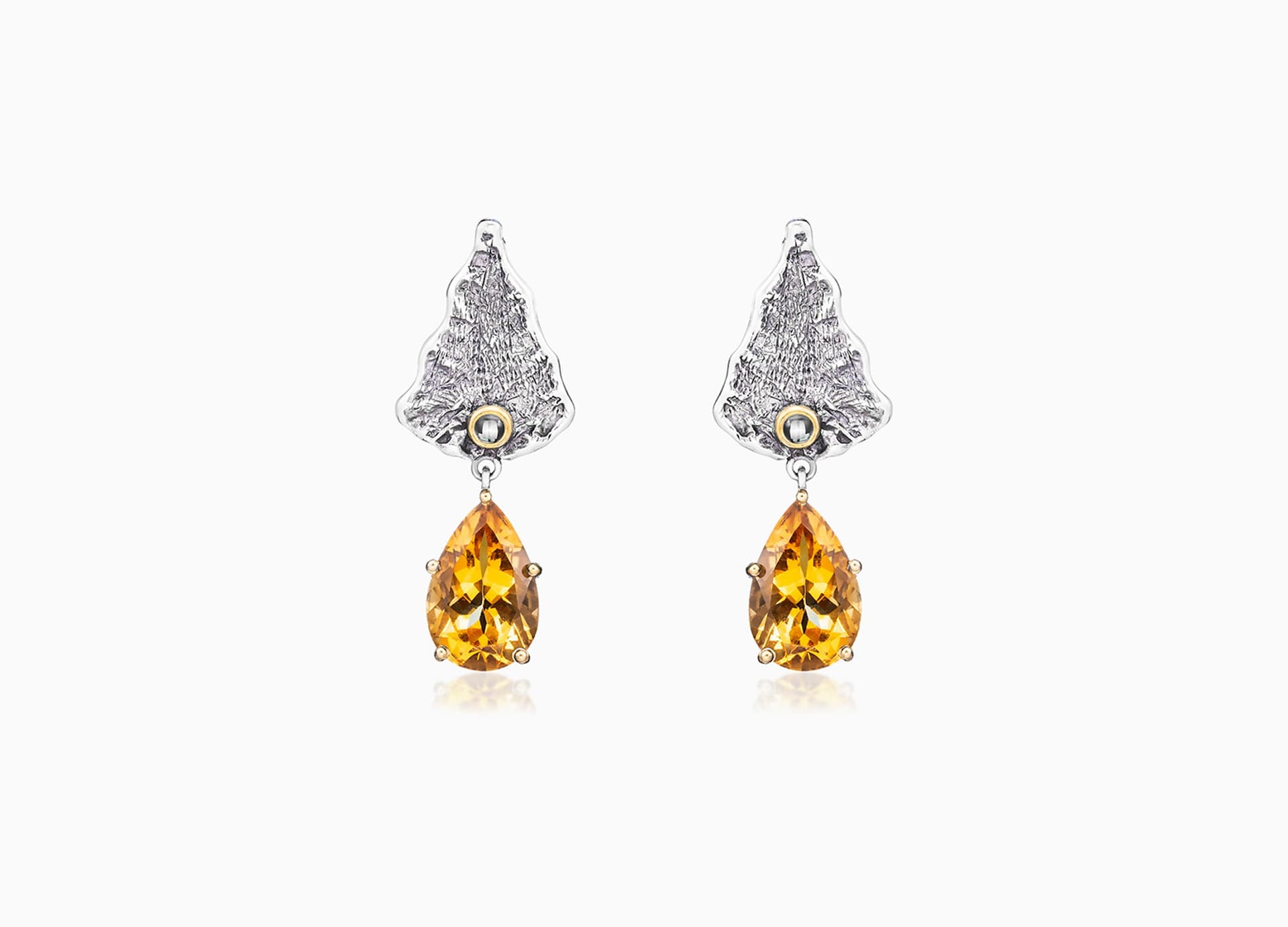 Серьги из серебра 925 с цитринами
