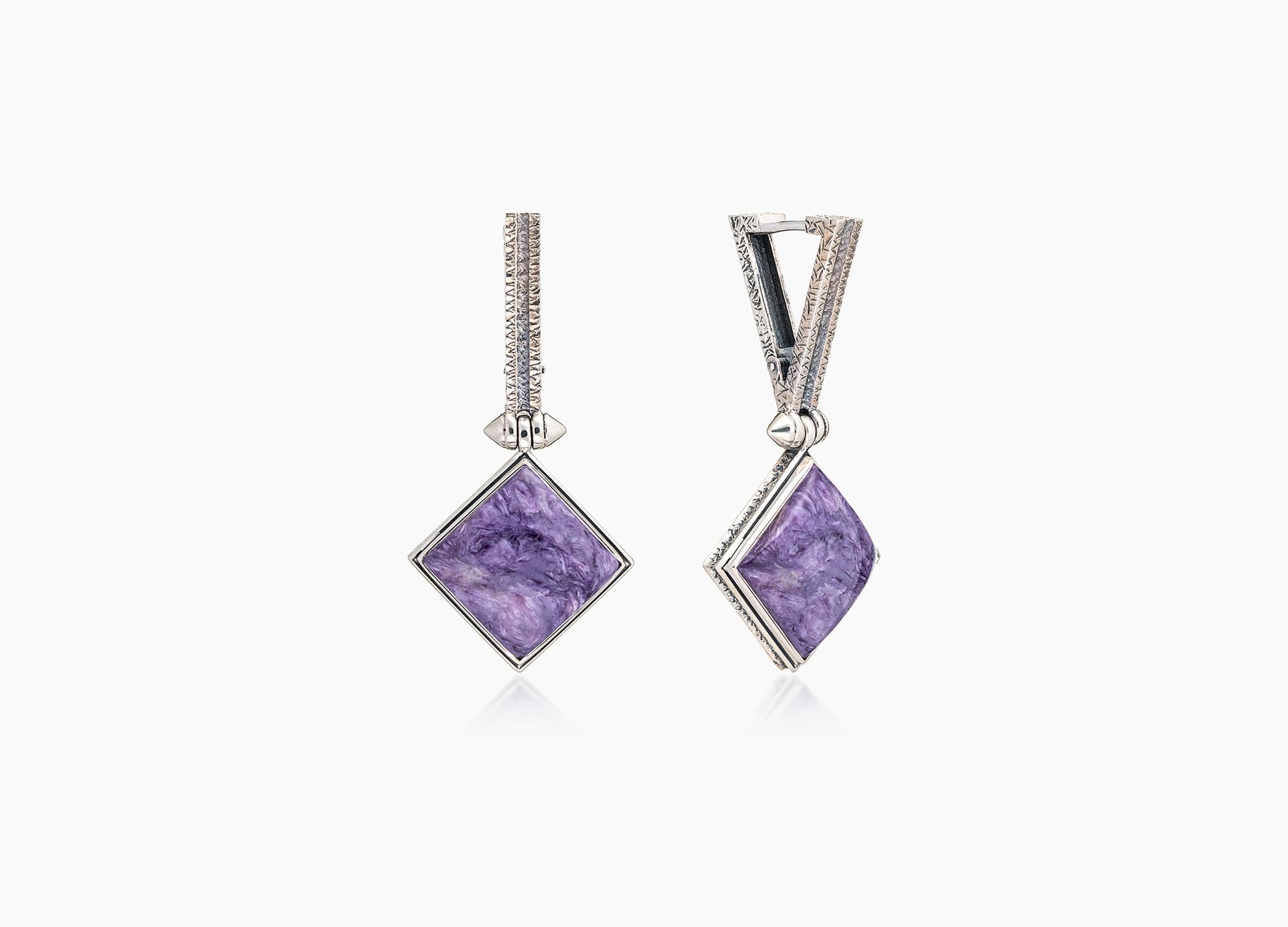 Серьги из серебра 925 с чароитами