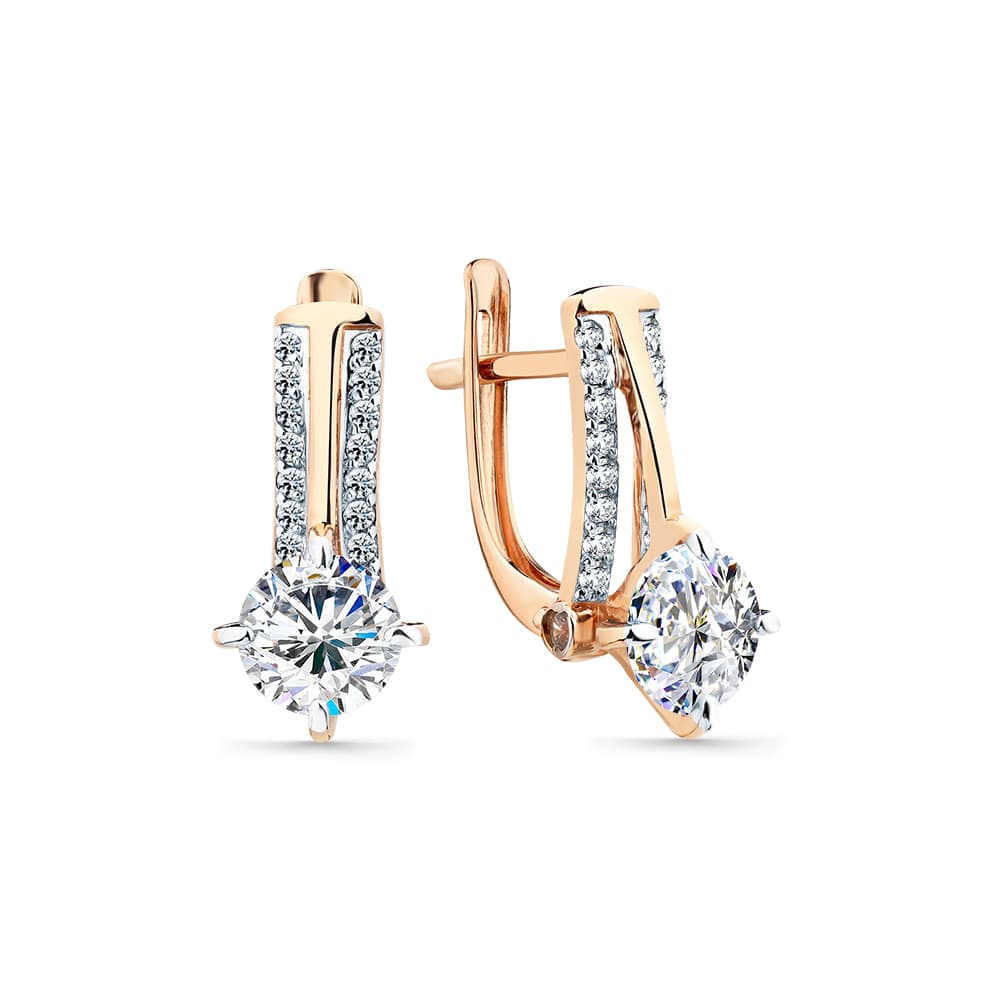 Серьги из золота 585 с фианитами