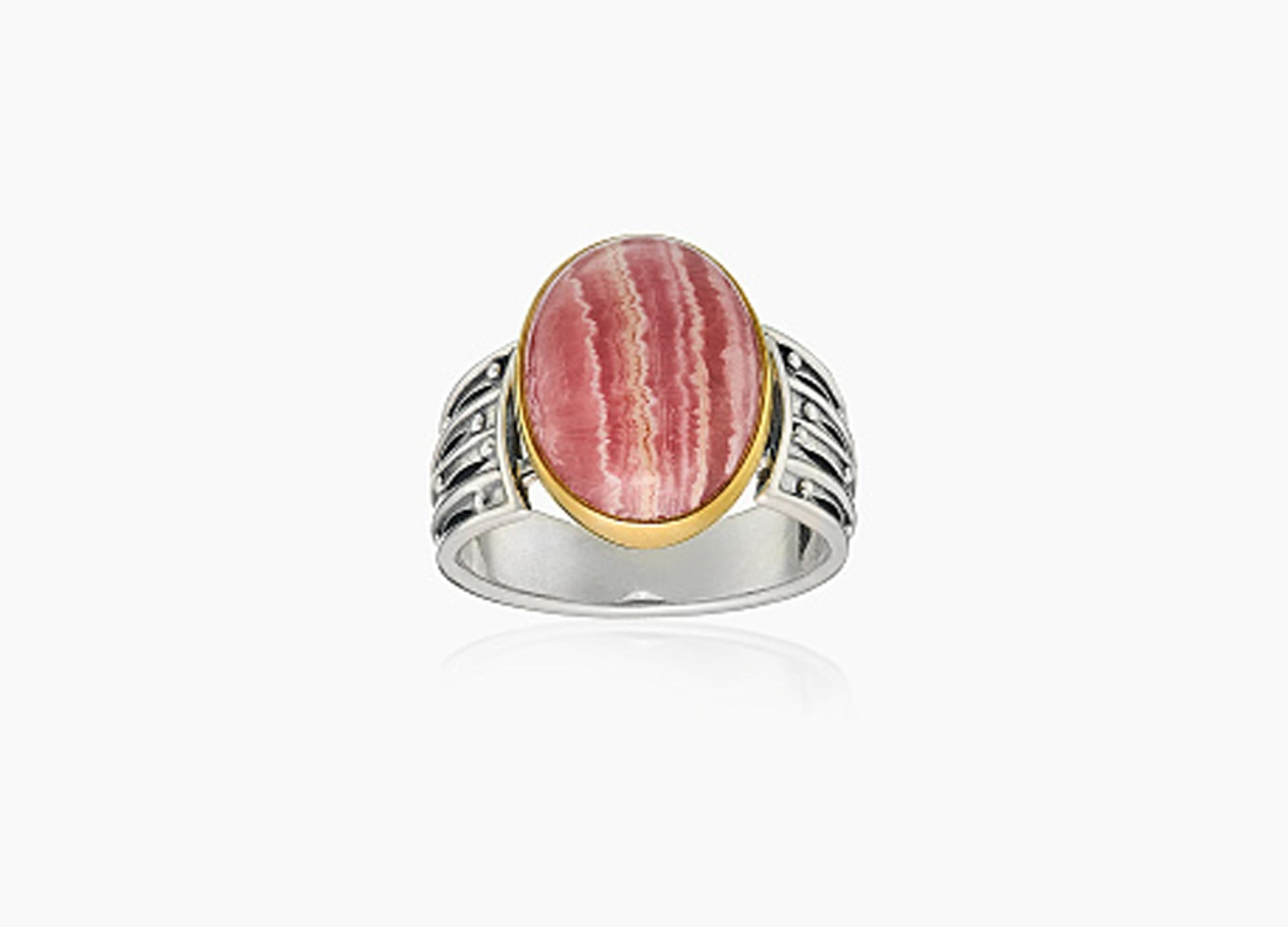 Кольцо из серебра 925 с родохрозитами