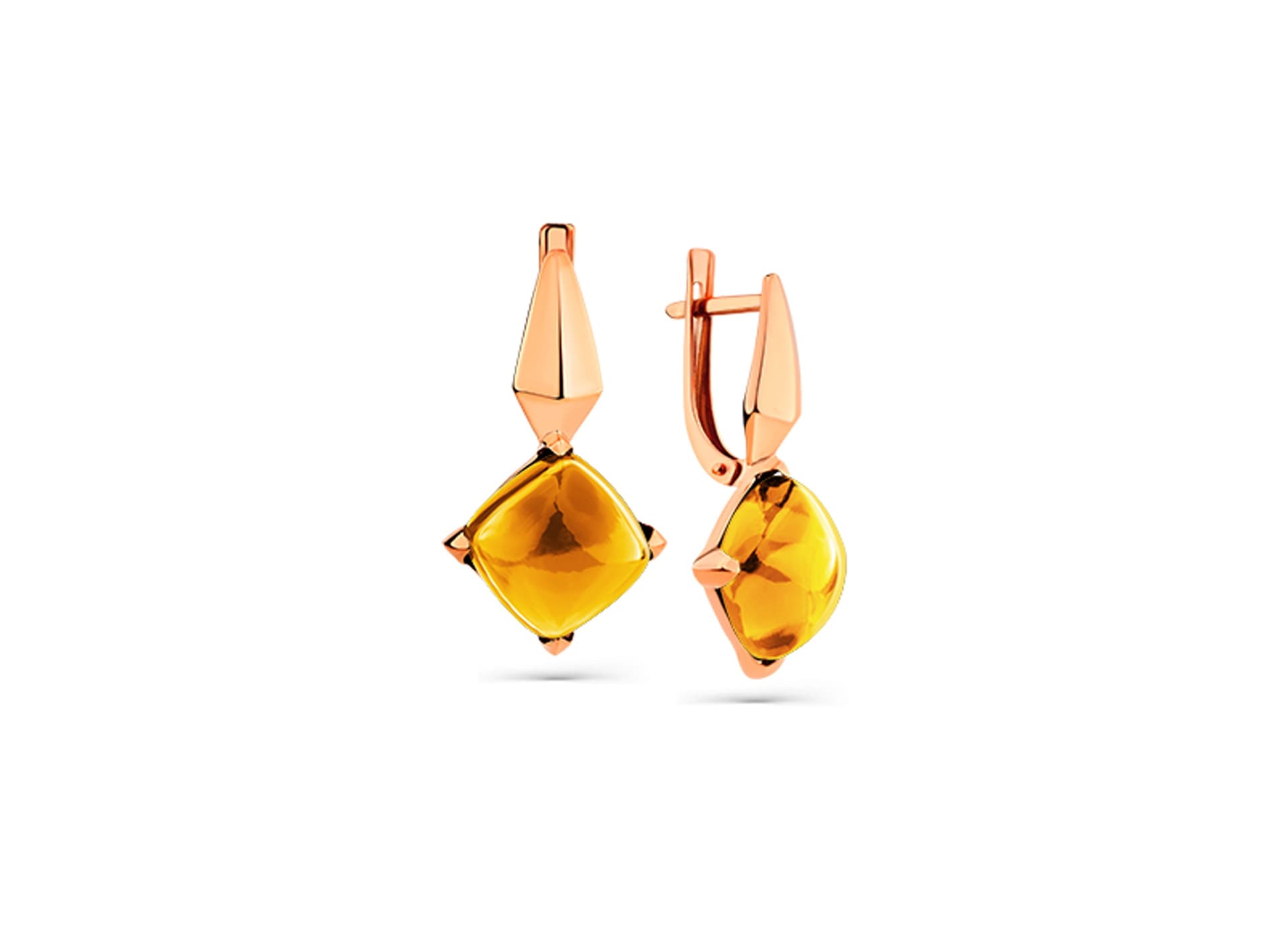 Серьги из золота 585 с цитринами