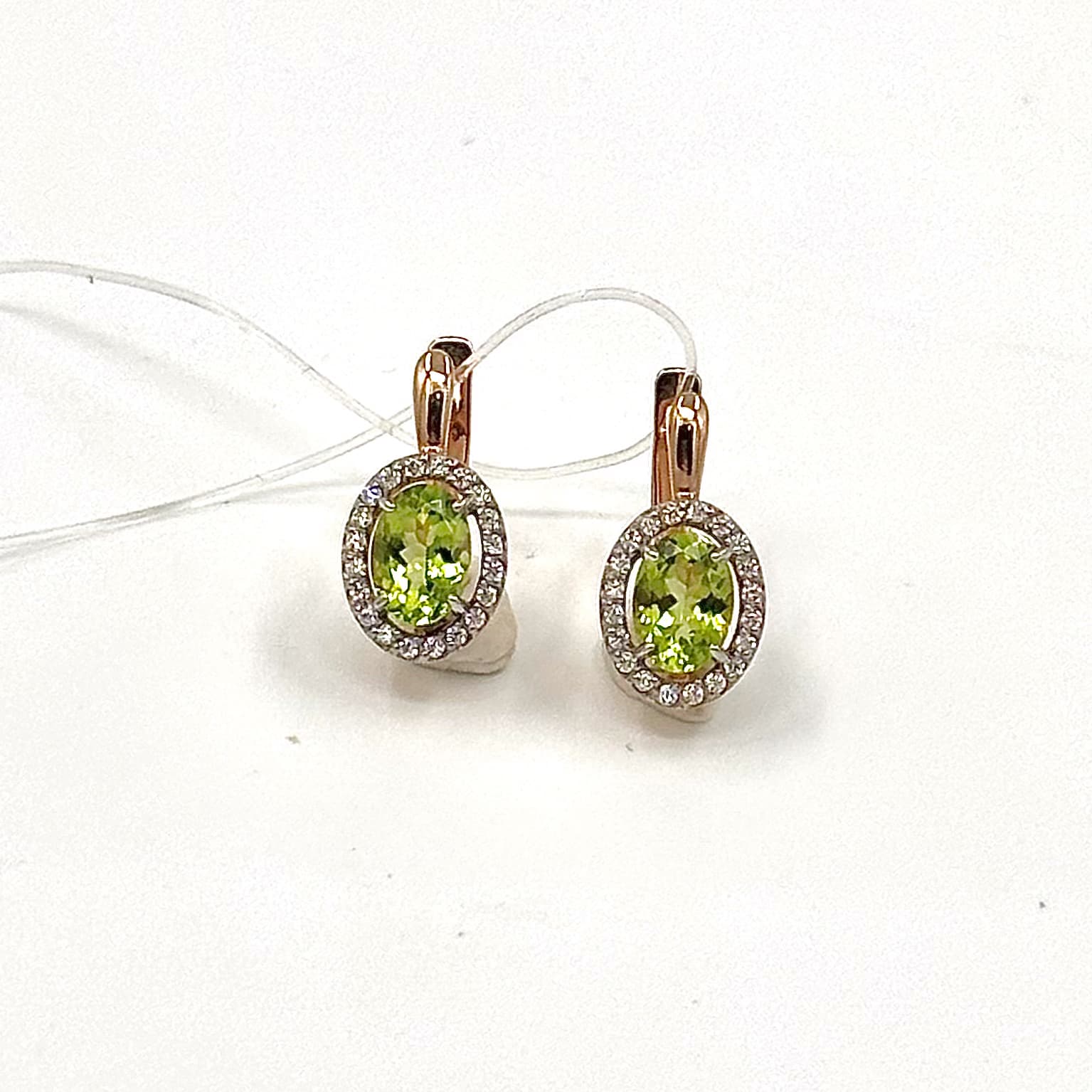 Серьги из Золота 585 с хризолитами