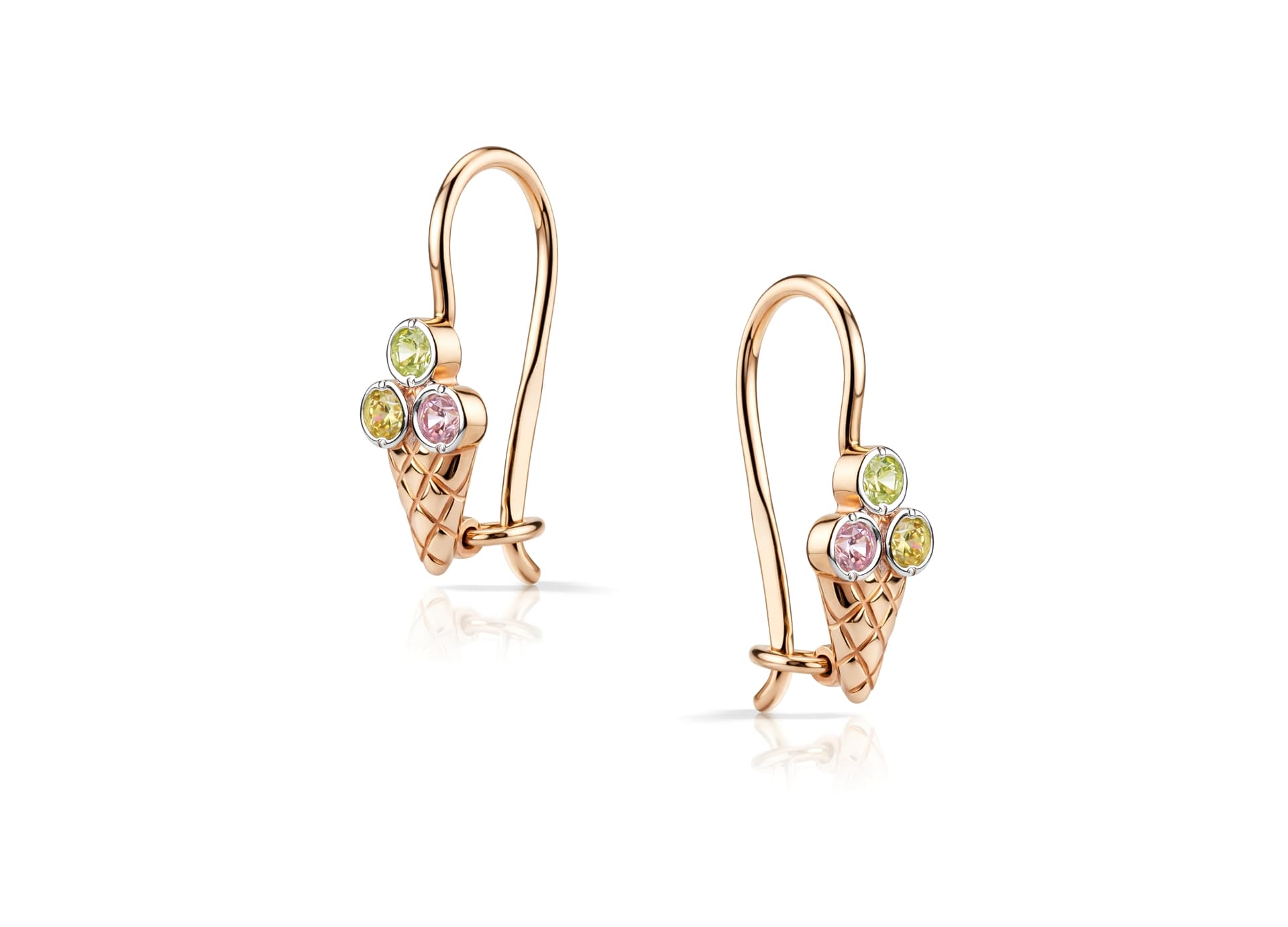 Серьги детские из золота 585 с фианитами