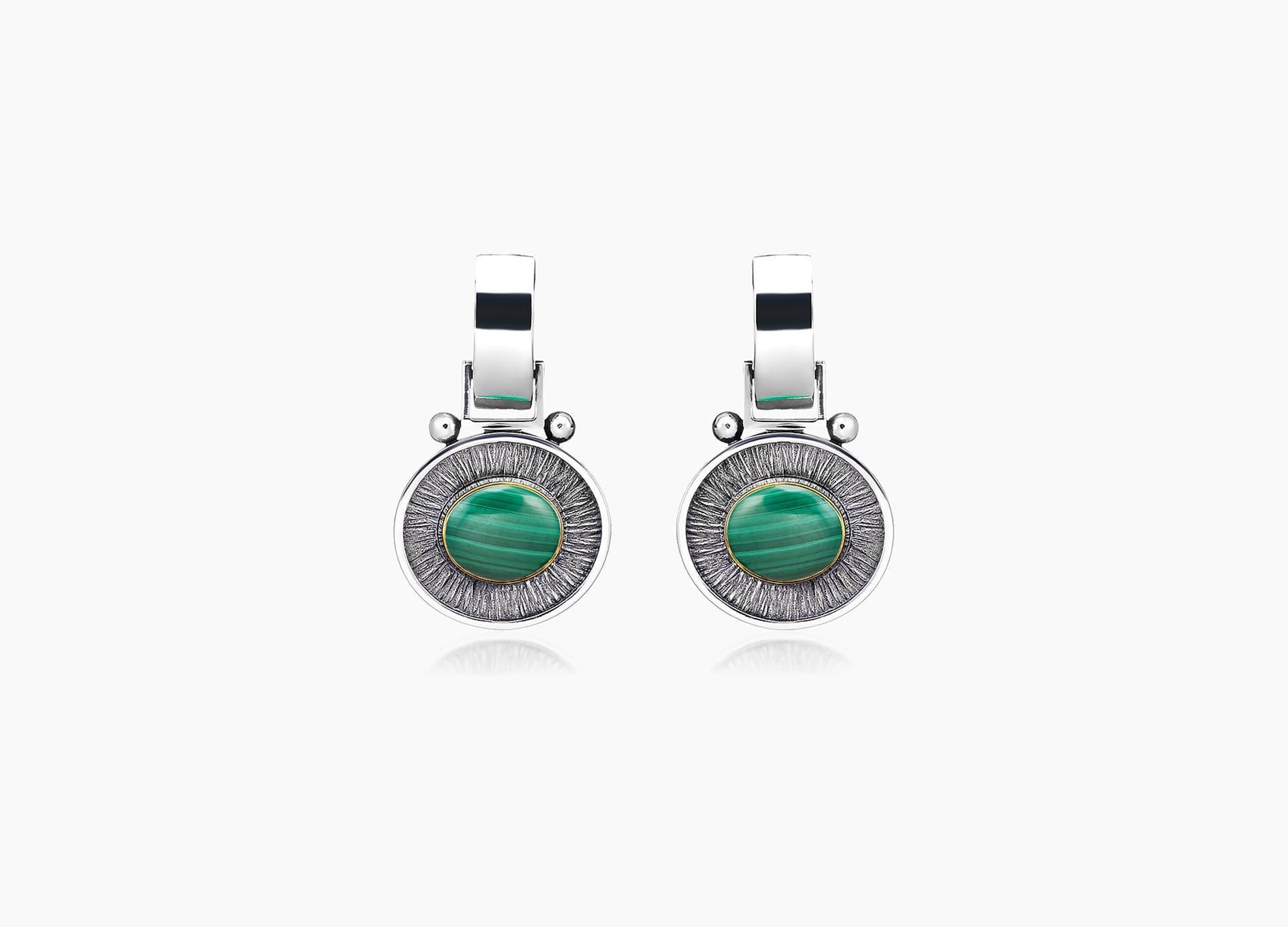 Серьги из серебра 925 с малахитами