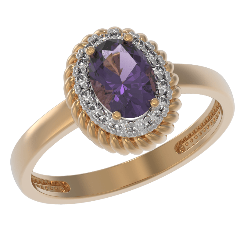 Кольцо из золота 585 с аметистами